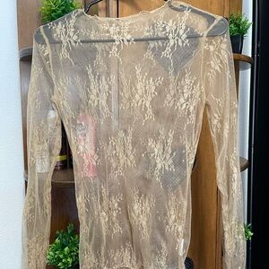 Elegant Lace Sheer Top - Cream